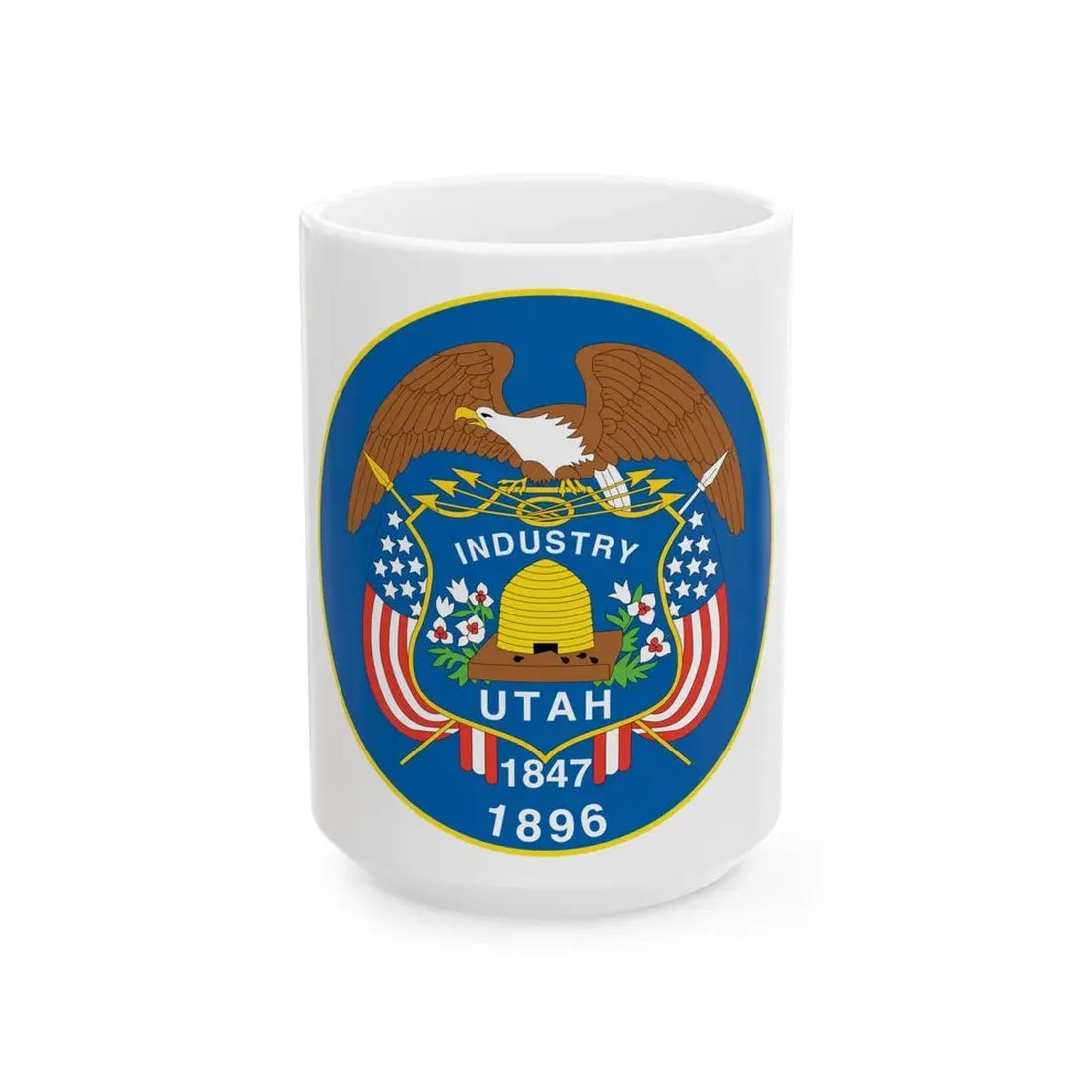 Utah State Seal NARA - White Coffee Mug 15oz - Go Mug Yourself