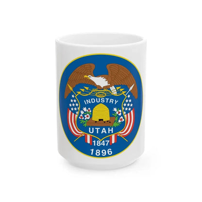 Utah State Seal NARA - White Coffee Mug 15oz - Go Mug Yourself