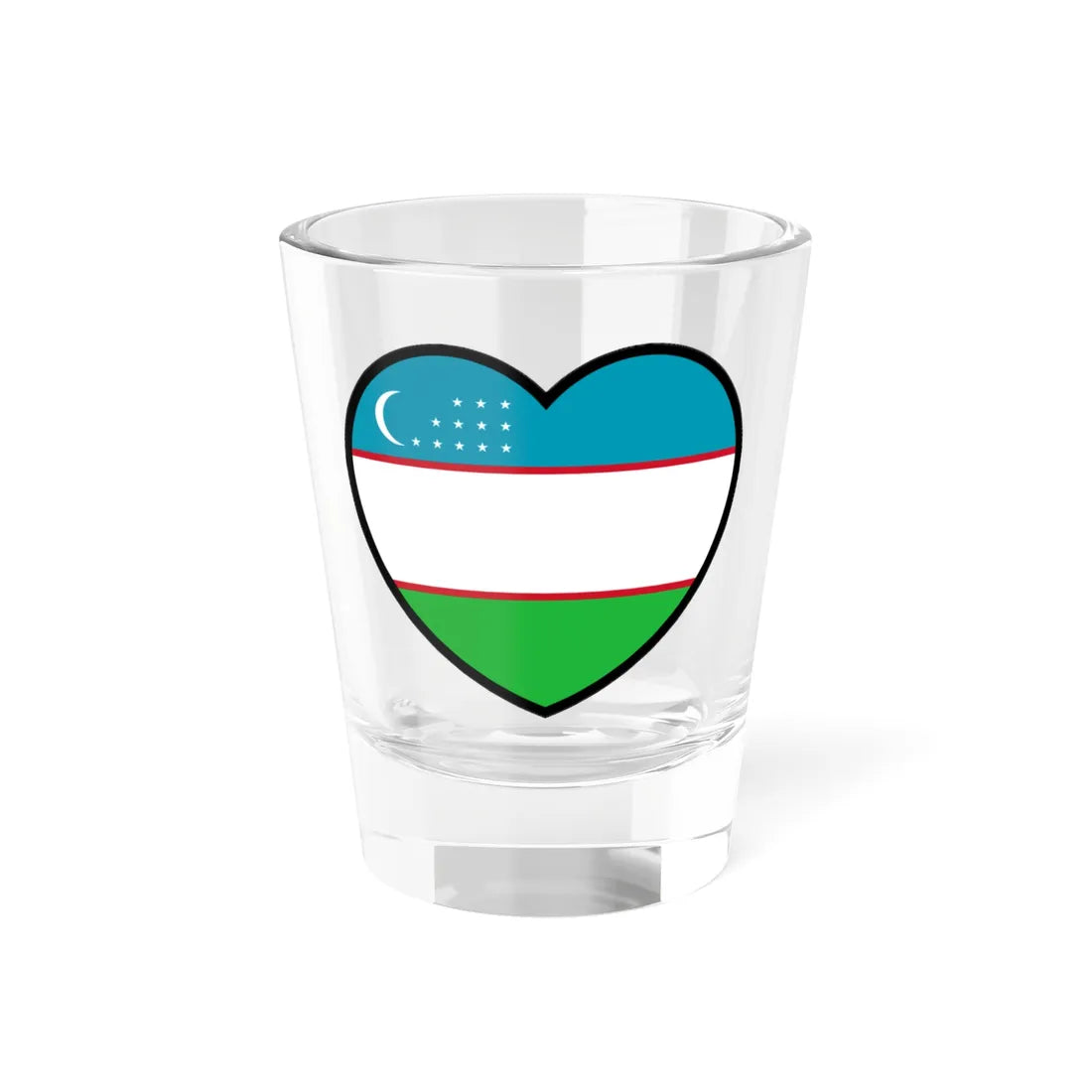 Uzbekistan flag heart (Uzbekistan) Shot Glass 1.5oz 1.5oz - Go Mug Yourself