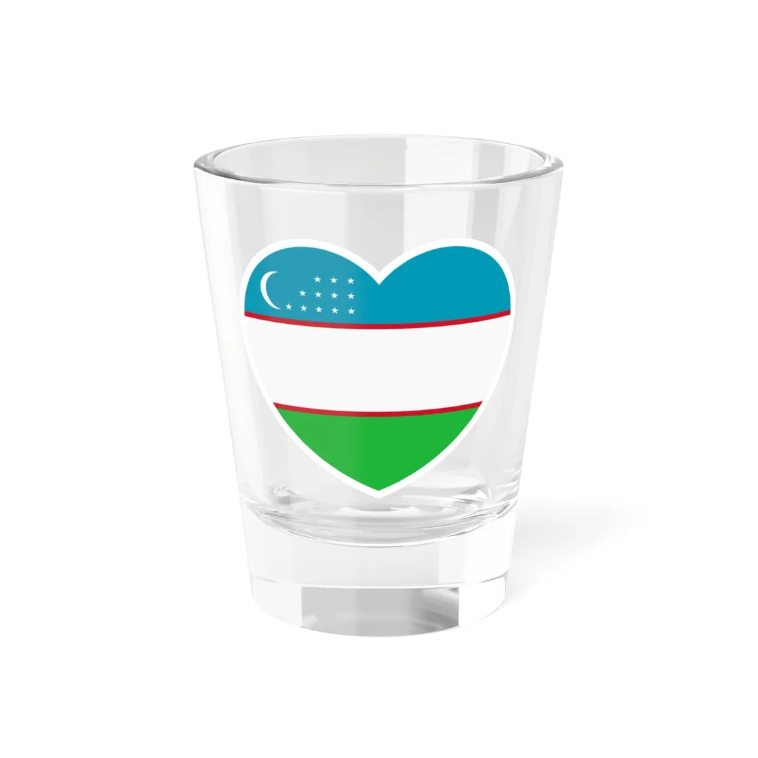 Uzbekistan flag heart white (Uzbekistan) Shot Glass 1.5oz 1.5oz - Go Mug Yourself
