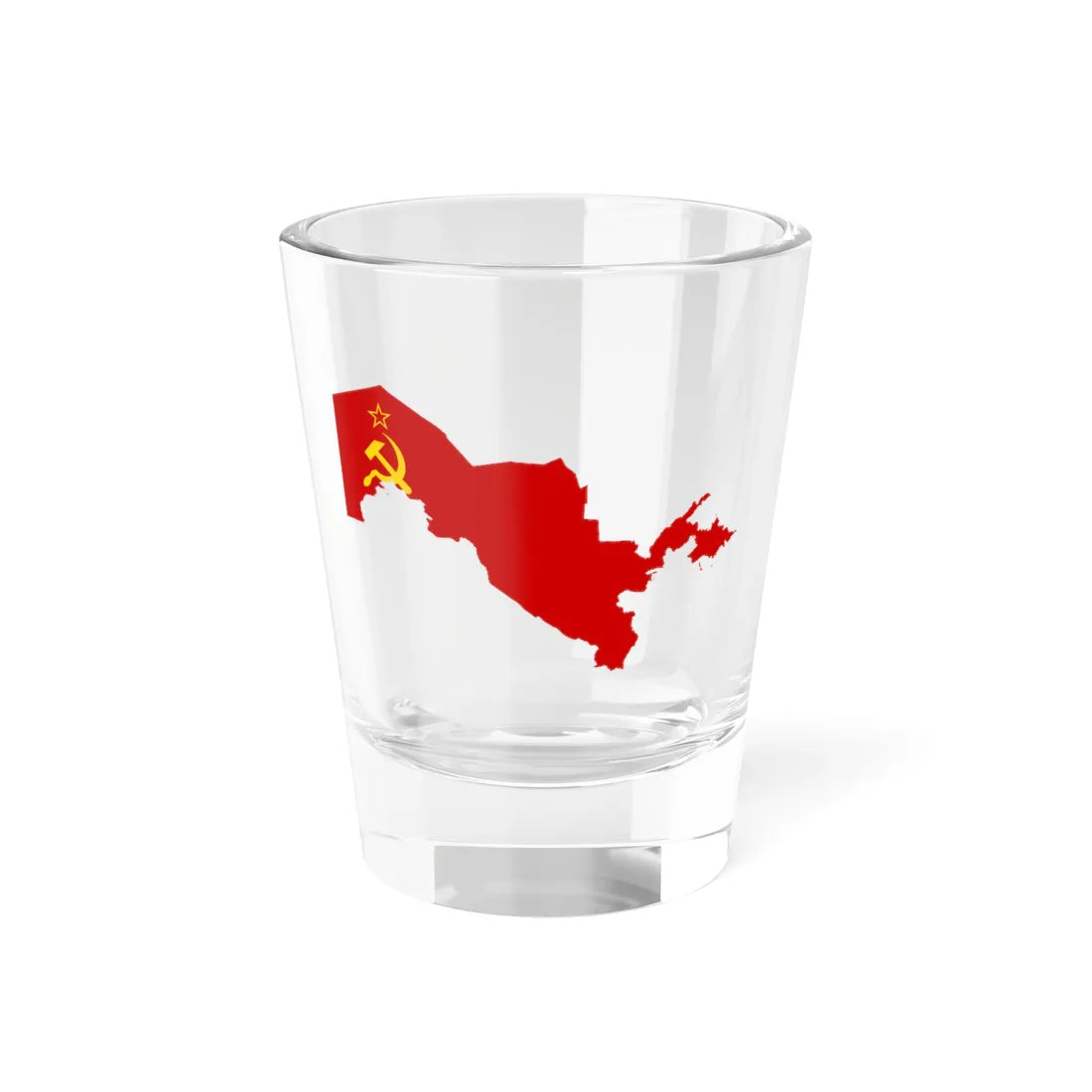 Uzbekistan Map with Soviet Flag (Uzbekistan) Shot Glass 1.5oz 1.5oz - Go Mug Yourself