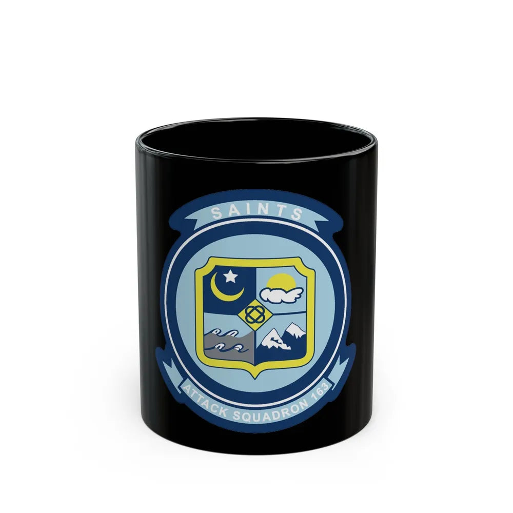 VA 163 SAINTS (U.S. Navy) Black Coffee Mug-11oz-Go Mug Yourself