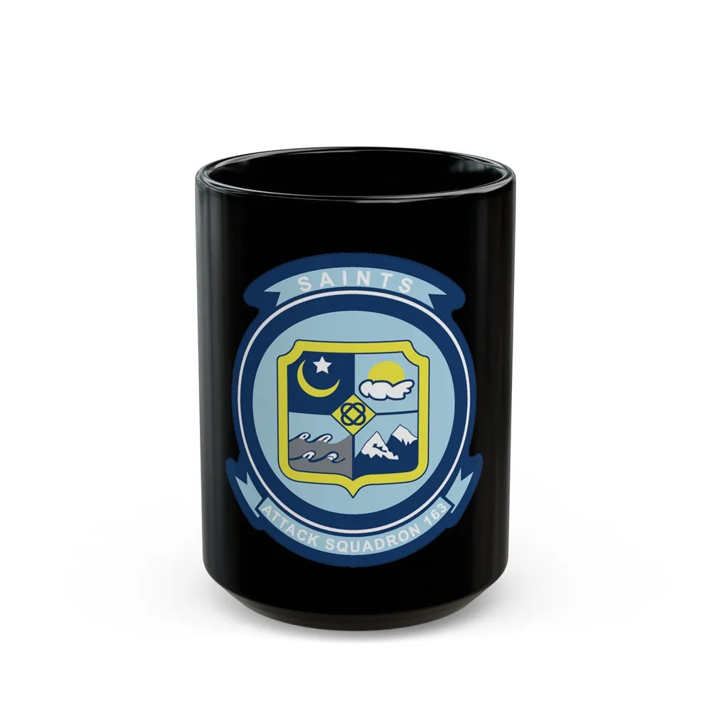 VA 163 SAINTS (U.S. Navy) Black Coffee Mug-15oz-Go Mug Yourself