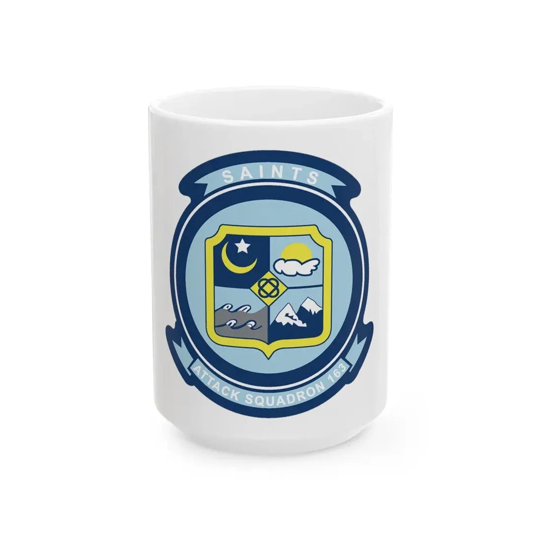 VA 163 SAINTS (U.S. Navy) White Coffee Mug 15oz - Go Mug Yourself