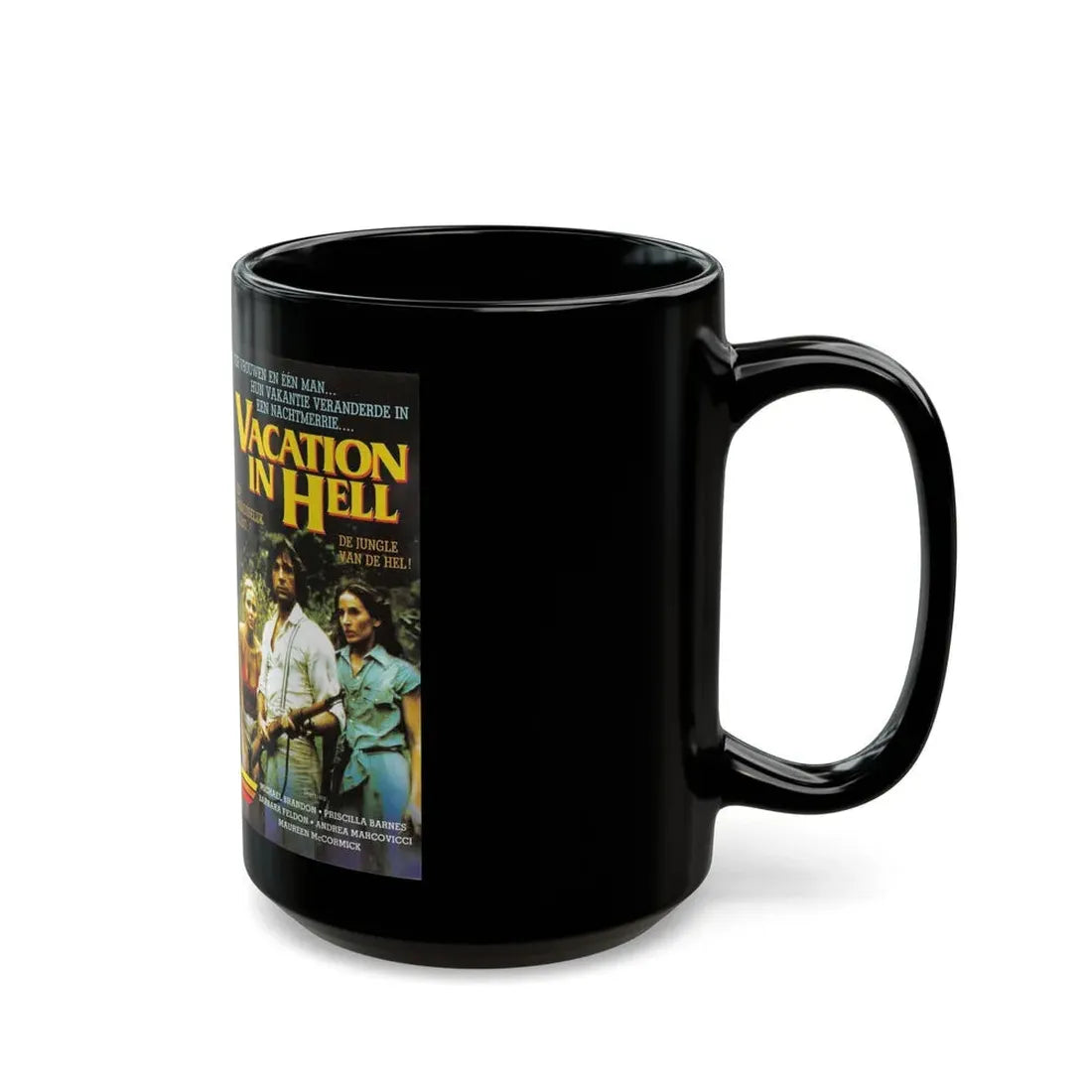 VACATION IN HELL (VHS COVER) - Black Coffee Mug - Go Mug Yourself