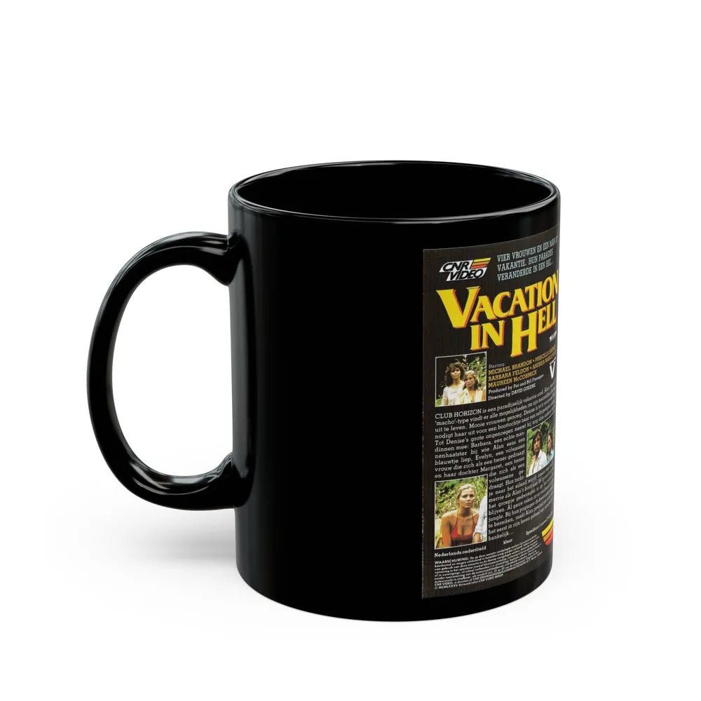 VACATION IN HELL (VHS COVER) - Black Coffee Mug-Go Mug Yourself