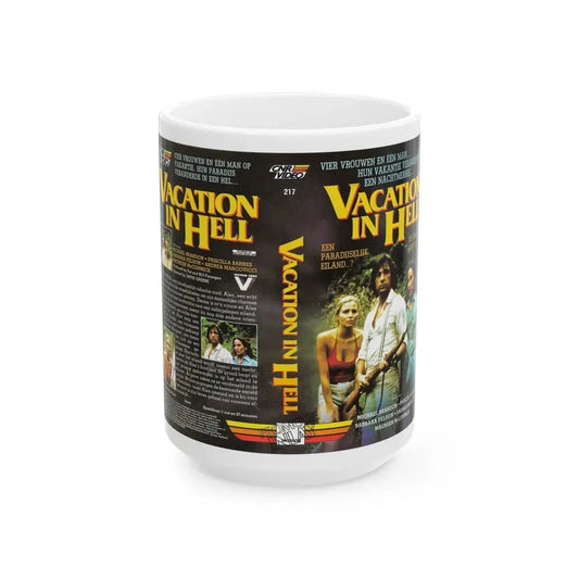 VACATION IN HELL (VHS COVER) - White Coffee Mug 15oz - Go Mug Yourself