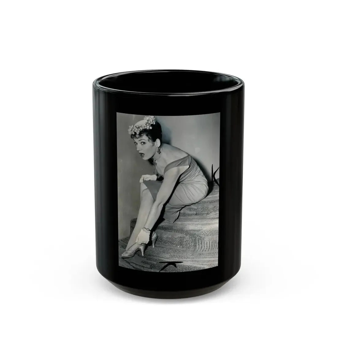 Valerie French #03 (Vintage Female Icon) Black Coffee Mug 15oz - Go Mug Yourself