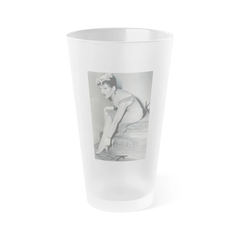 Valerie French #03 (Vintage Female Icon) Frosted Pint Glass 16oz-16oz-Frosted-Go Mug Yourself