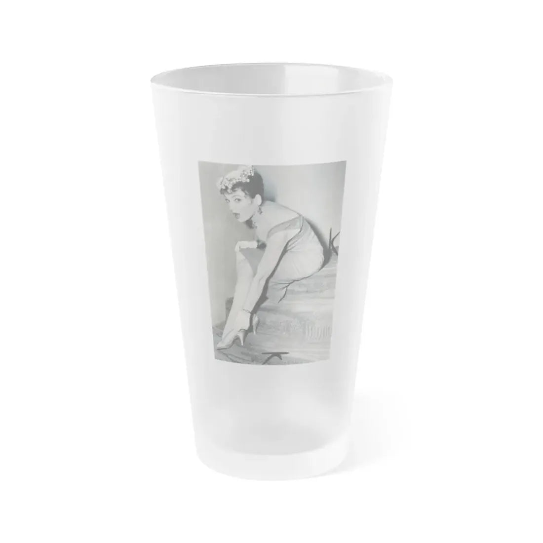 Valerie French #03 (Vintage Female Icon) Frosted Pint Glass 16oz 16oz Frosted - Go Mug Yourself