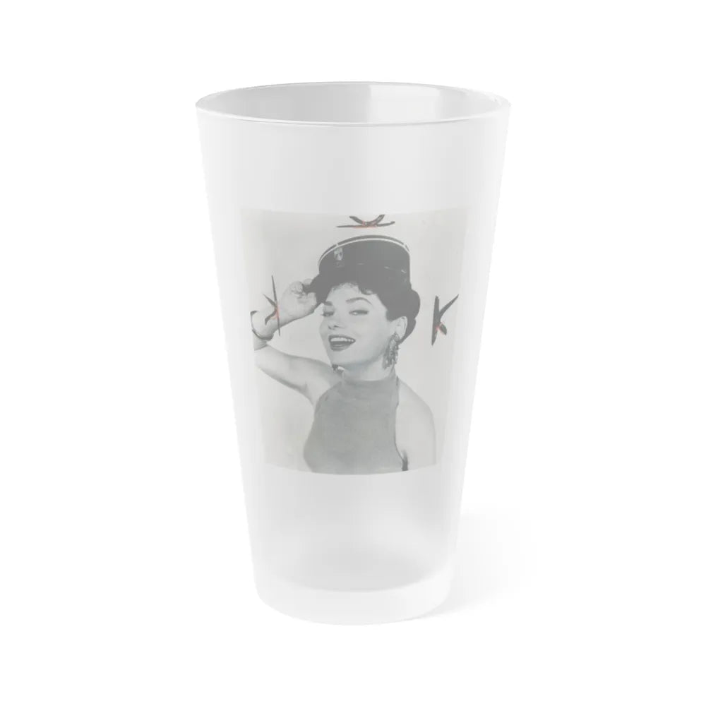 Valerie French #07 (Vintage Female Icon) Frosted Pint Glass 16oz-16oz-Frosted-Go Mug Yourself