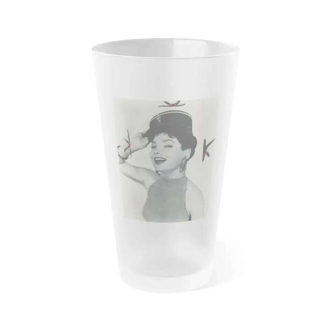 Valerie French #07 (Vintage Female Icon) Frosted Pint Glass 16oz 16oz Frosted - Go Mug Yourself