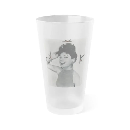 Valerie French #07 (Vintage Female Icon) Frosted Pint Glass 16oz 16oz Frosted - Go Mug Yourself