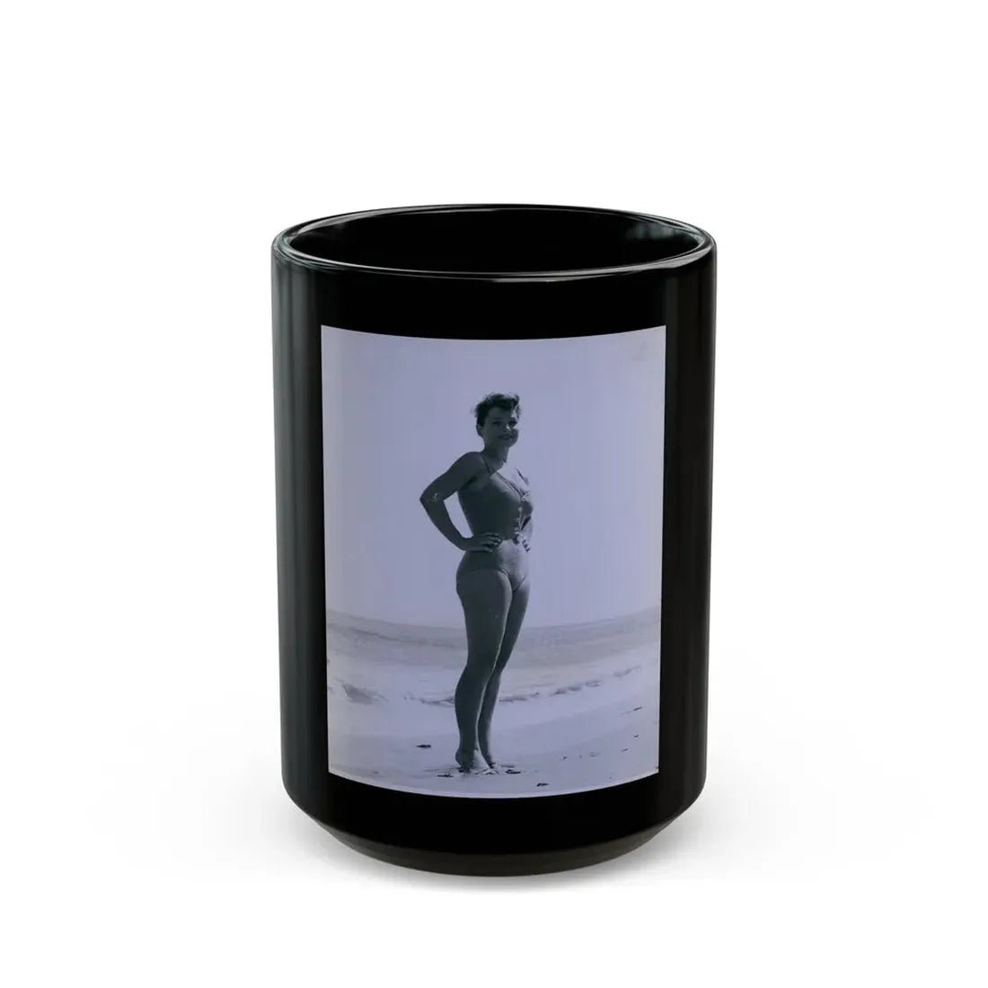 Valerie French #19 (Vintage Female Icon) Black Coffee Mug 15oz - Go Mug Yourself