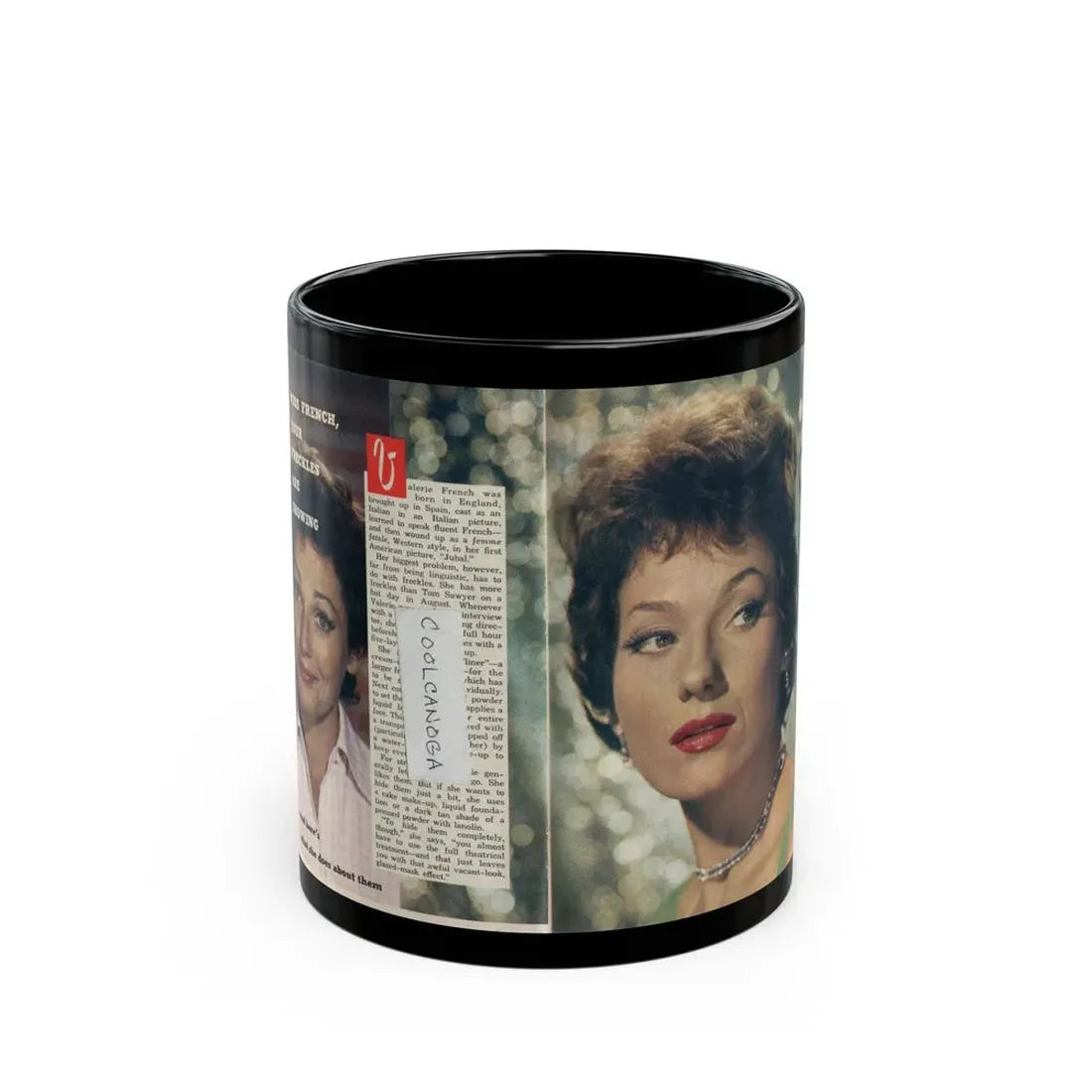 Valerie French #21 (Vintage Female Icon) Black Coffee Mug 11oz - Go Mug Yourself