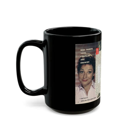 Valerie French #21 (Vintage Female Icon) Black Coffee Mug-Go Mug Yourself