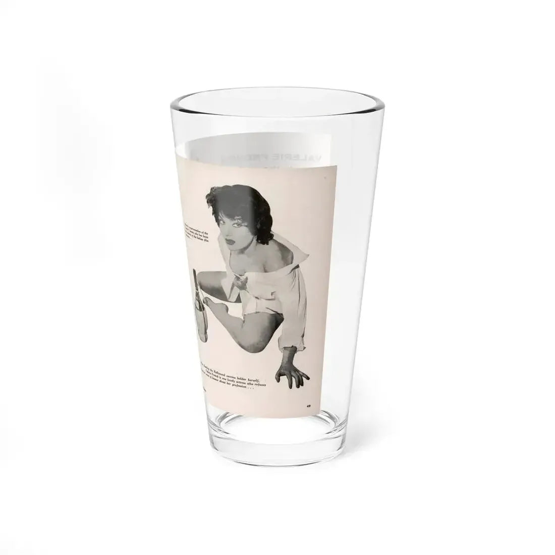 Valerie French #37 - [Pages 48 & 49] Pages 1 & 2 of 2 with, Valerie+3 B&W Photos & 3 Captions from Gay Blade Magazine Dec. '56 (Vintage Female Icon) Pint Glass 16oz - Go Mug Yourself