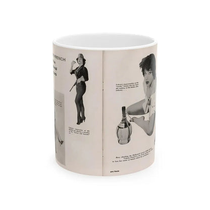 Valerie French #37 - [Pages 48 & 49] Pages 1 & 2 of 2 with, Valerie+3 B&W Photos & 3 Captions from Gay Blade Magazine Dec. '56 (Vintage Female Icon) White Coffee Mug 11oz - Go Mug Yourself