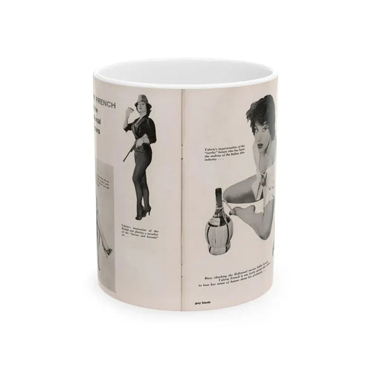 Valerie French #37 - [Pages 48 & 49] Pages 1 & 2 of 2 with, Valerie+3 B&W Photos & 3 Captions from Gay Blade Magazine Dec. '56 (Vintage Female Icon) White Coffee Mug 11oz - Go Mug Yourself
