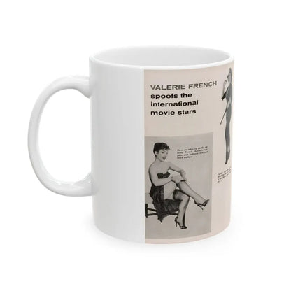 Valerie French #37 - [Pages 48 & 49] Pages 1 & 2 of 2 with, Valerie+3 B&W Photos & 3 Captions from Gay Blade Magazine Dec. '56 (Vintage Female Icon) White Coffee Mug - Go Mug Yourself