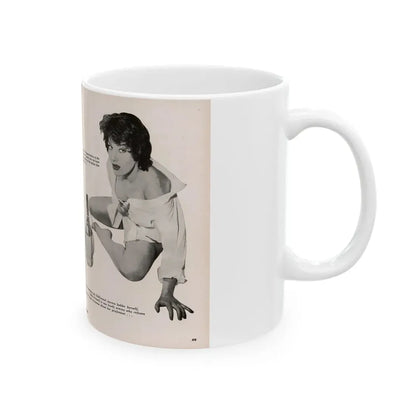 Valerie French #37 - [Pages 48 & 49] Pages 1 & 2 of 2 with, Valerie+3 B&W Photos & 3 Captions from Gay Blade Magazine Dec. '56 (Vintage Female Icon) White Coffee Mug - Go Mug Yourself