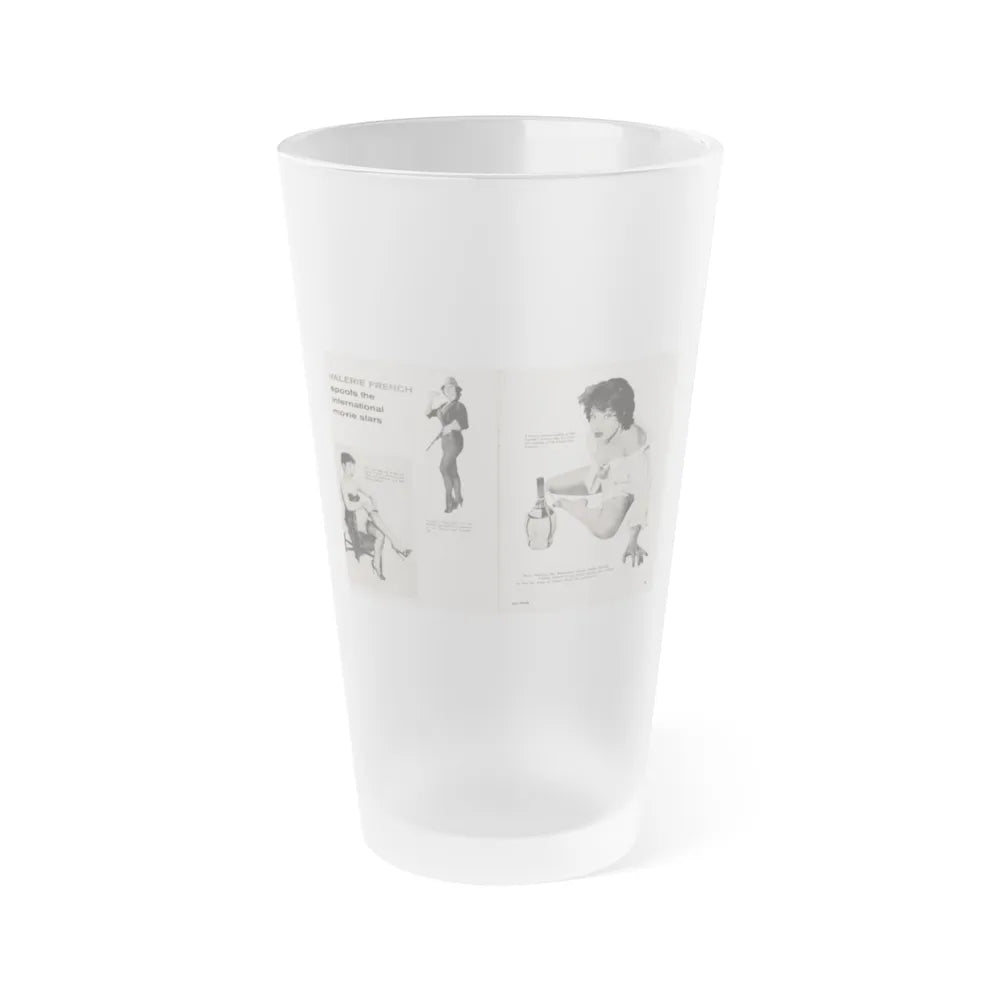 Valerie French #37 - [Pages 48 & 49] Pages 1 & 2 of 2 with, Valerie+3 B&W Photos & 3 Captions from Gay Blade Magazine Dec. '56 (Vintage Female Icon) Frosted Pint Glass 16oz-16oz-Frosted-Go Mug Yourself