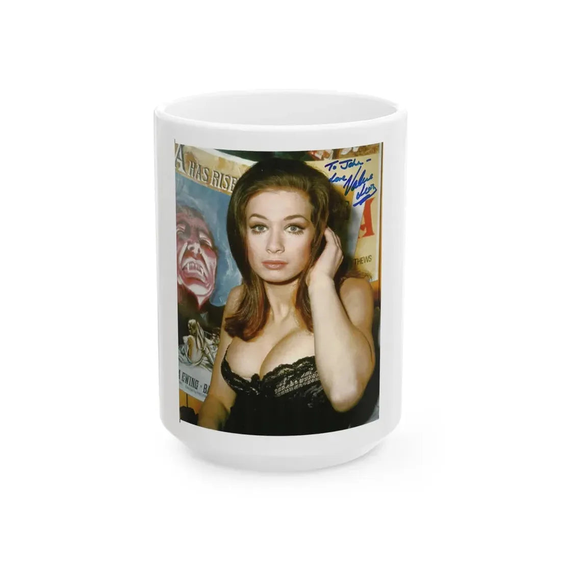 Valerie Leon #24 (Vintage Female Icon) White Coffee Mug 15oz - Go Mug Yourself