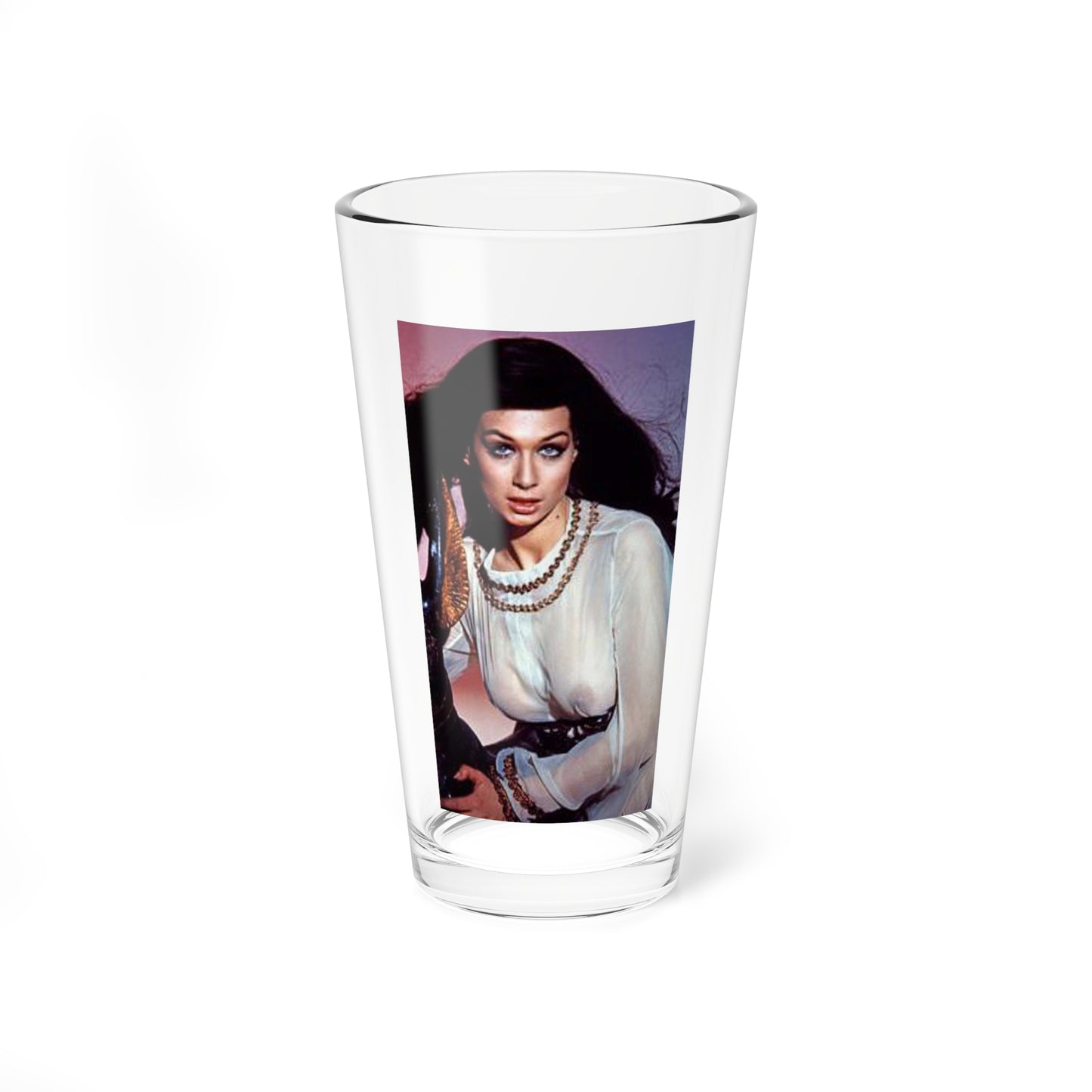 Valerie Leon #36 - See through top (Vintage Female Icon) Pint Glass 16oz-16oz-Go Mug Yourself