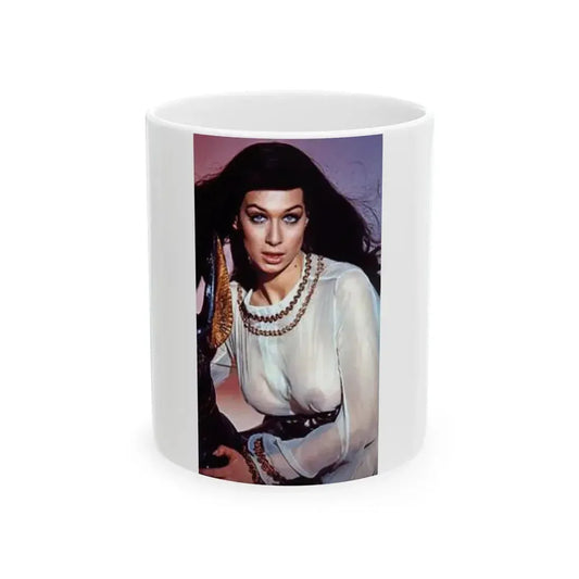 Valerie Leon #36 - See through top (Vintage Female Icon) White Coffee Mug 11oz - Go Mug Yourself