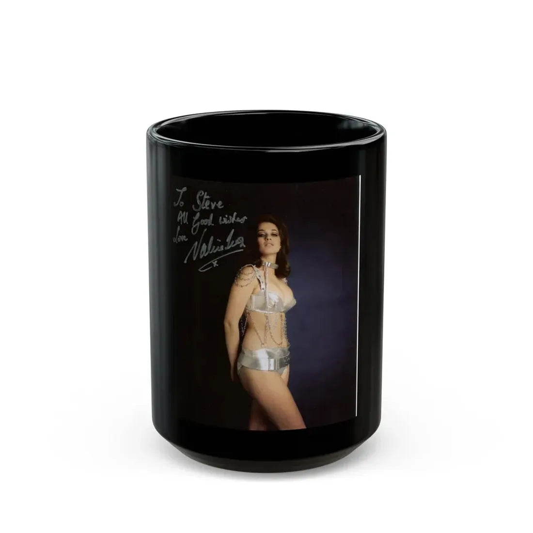 Valerie Leon #48 (Vintage Female Icon) Black Coffee Mug 15oz - Go Mug Yourself
