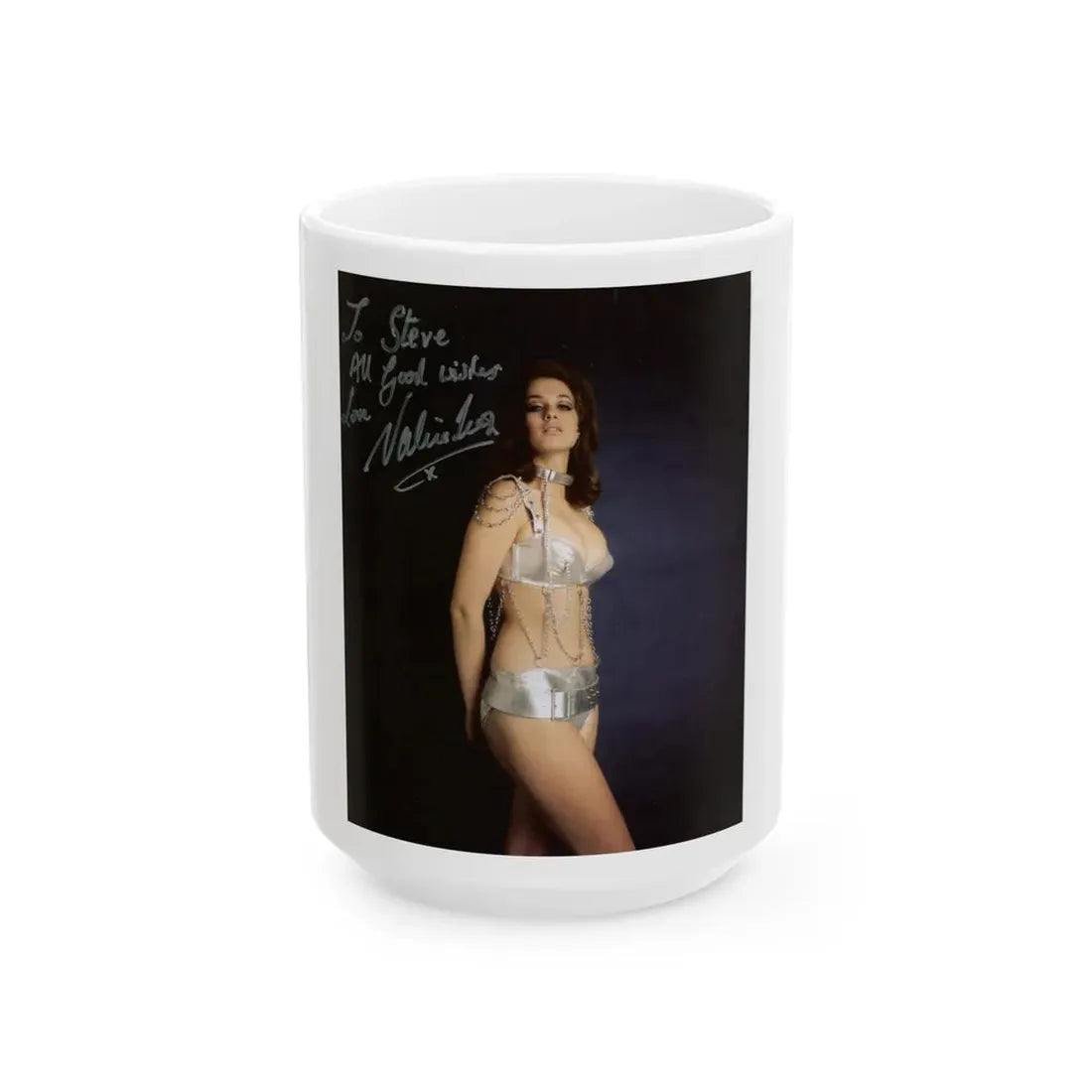 Valerie Leon #48 (Vintage Female Icon) White Coffee Mug 15oz - Go Mug Yourself