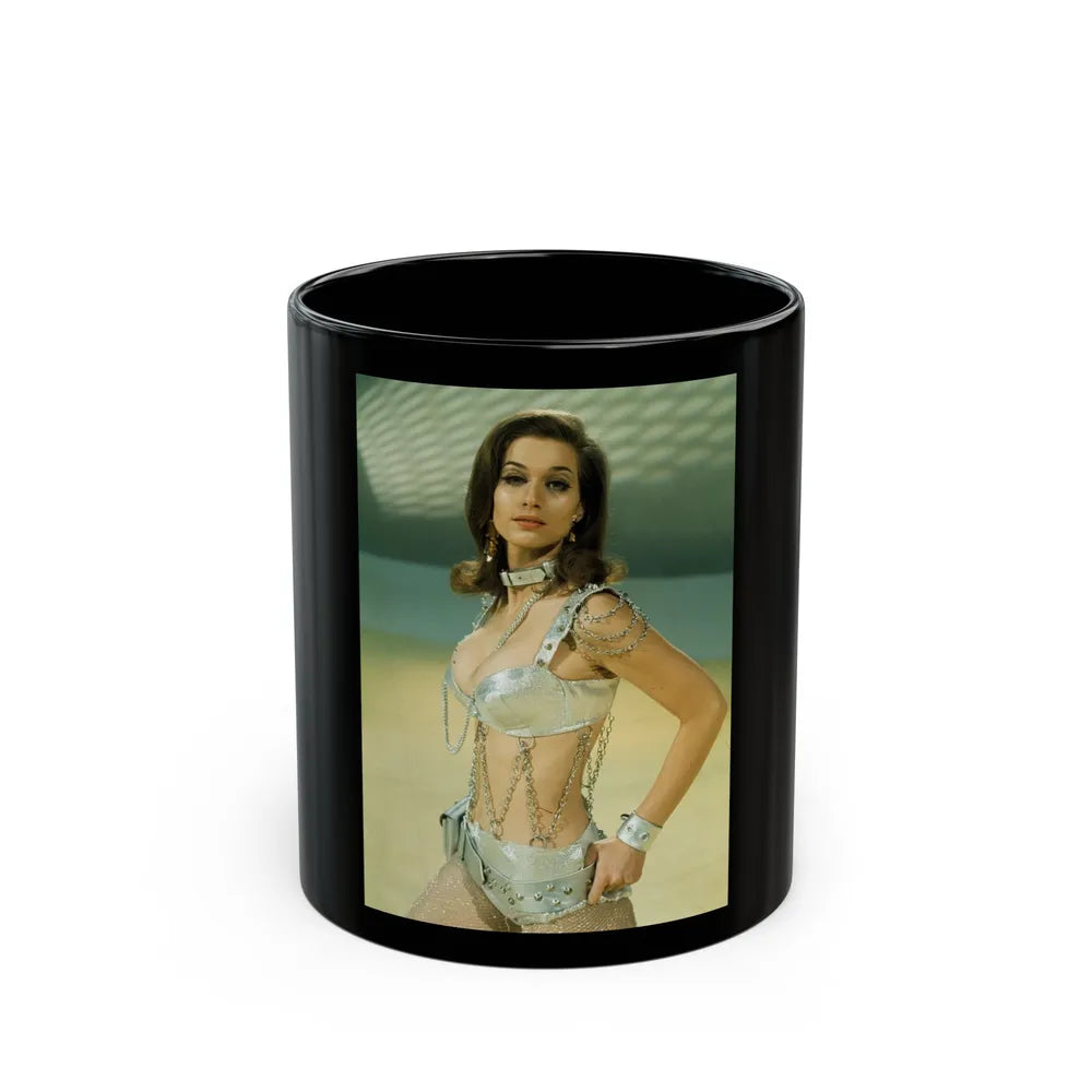 Valerie Leon #50 (Vintage Female Icon) Black Coffee Mug-11oz-Go Mug Yourself