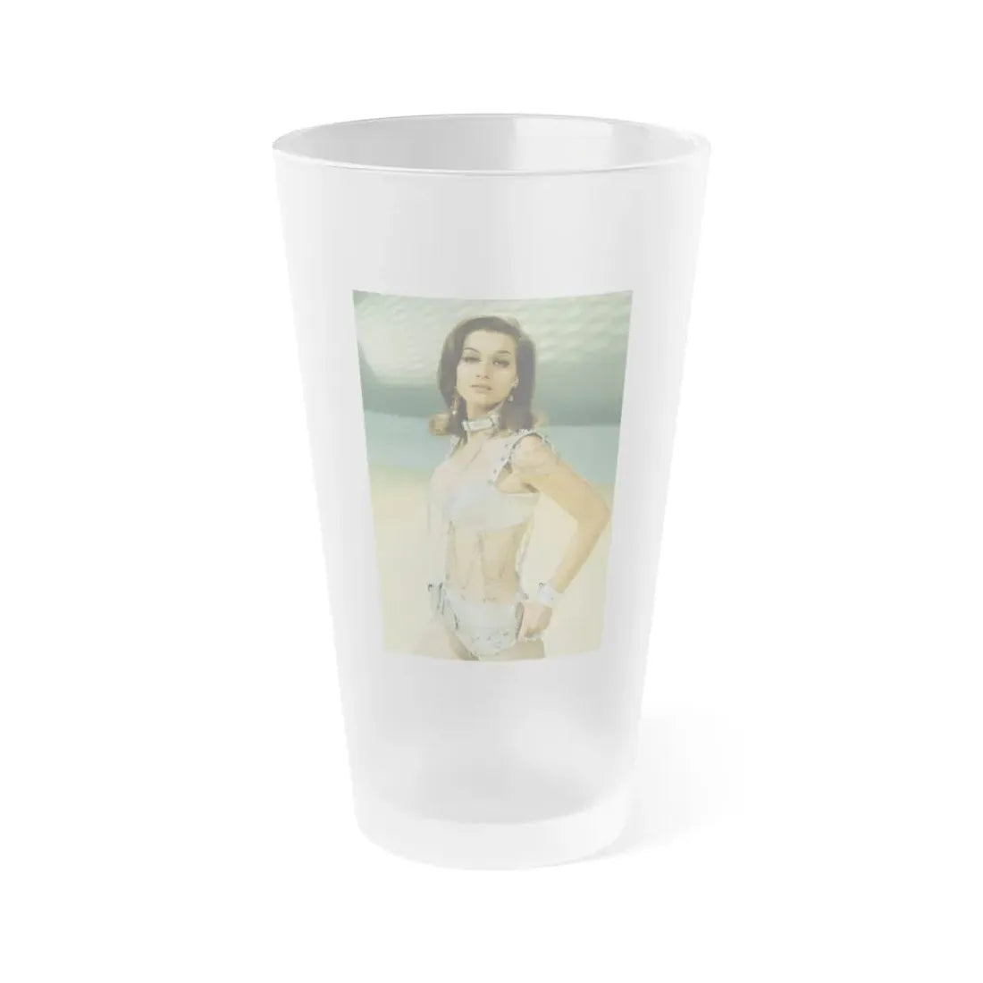 Valerie Leon #50 (Vintage Female Icon) Frosted Pint Glass 16oz 16oz Frosted - Go Mug Yourself