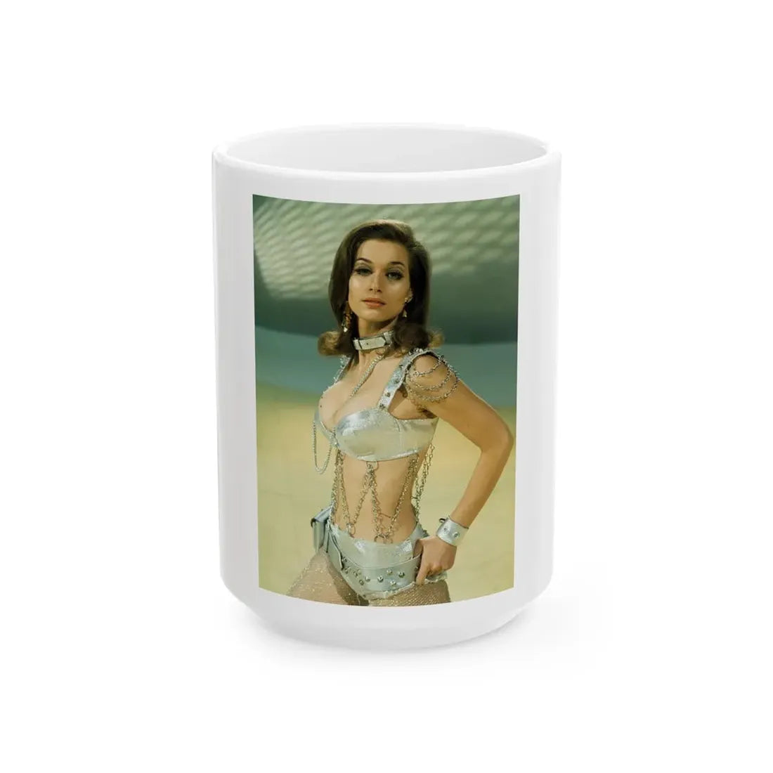 Valerie Leon #50 (Vintage Female Icon) White Coffee Mug 15oz - Go Mug Yourself