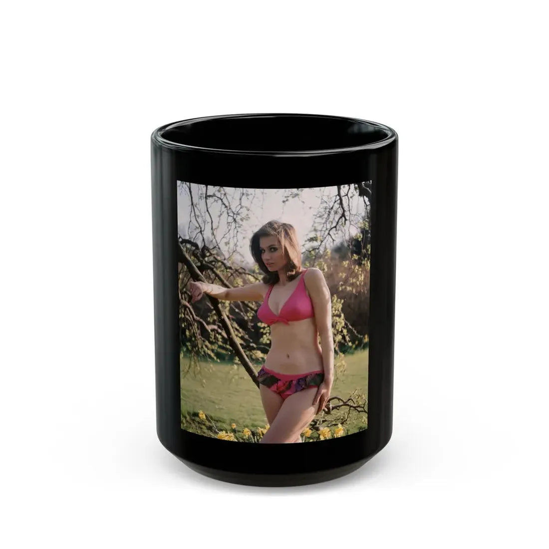 Valerie Leon #54 (Vintage Female Icon) Black Coffee Mug 15oz - Go Mug Yourself