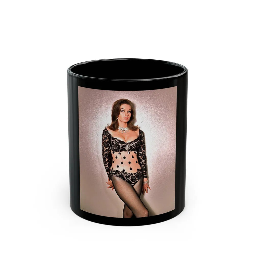 Valerie Leon #55 (Vintage Female Icon) Black Coffee Mug-11oz-Go Mug Yourself