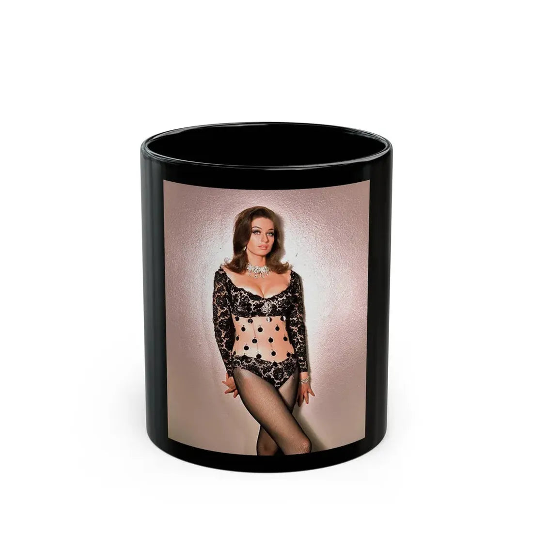 Valerie Leon #55 (Vintage Female Icon) Black Coffee Mug 11oz - Go Mug Yourself