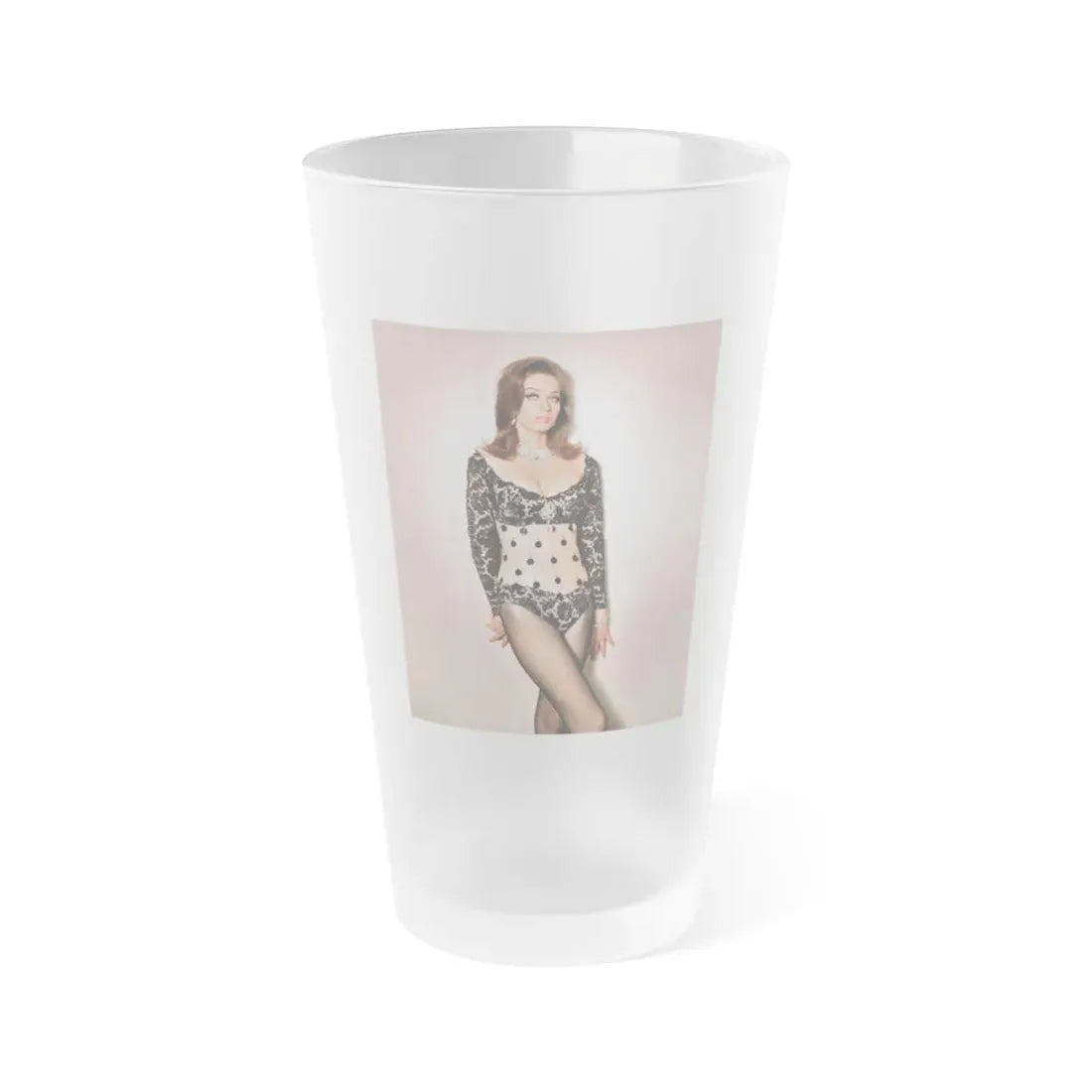 Valerie Leon #55 (Vintage Female Icon) Frosted Pint Glass 16oz 16oz Frosted - Go Mug Yourself