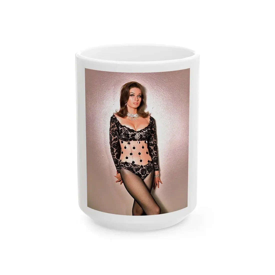 Valerie Leon #55 (Vintage Female Icon) White Coffee Mug 15oz - Go Mug Yourself