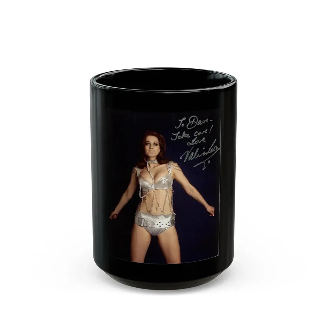 Valerie Leon #57 (Vintage Female Icon) Black Coffee Mug 15oz - Go Mug Yourself