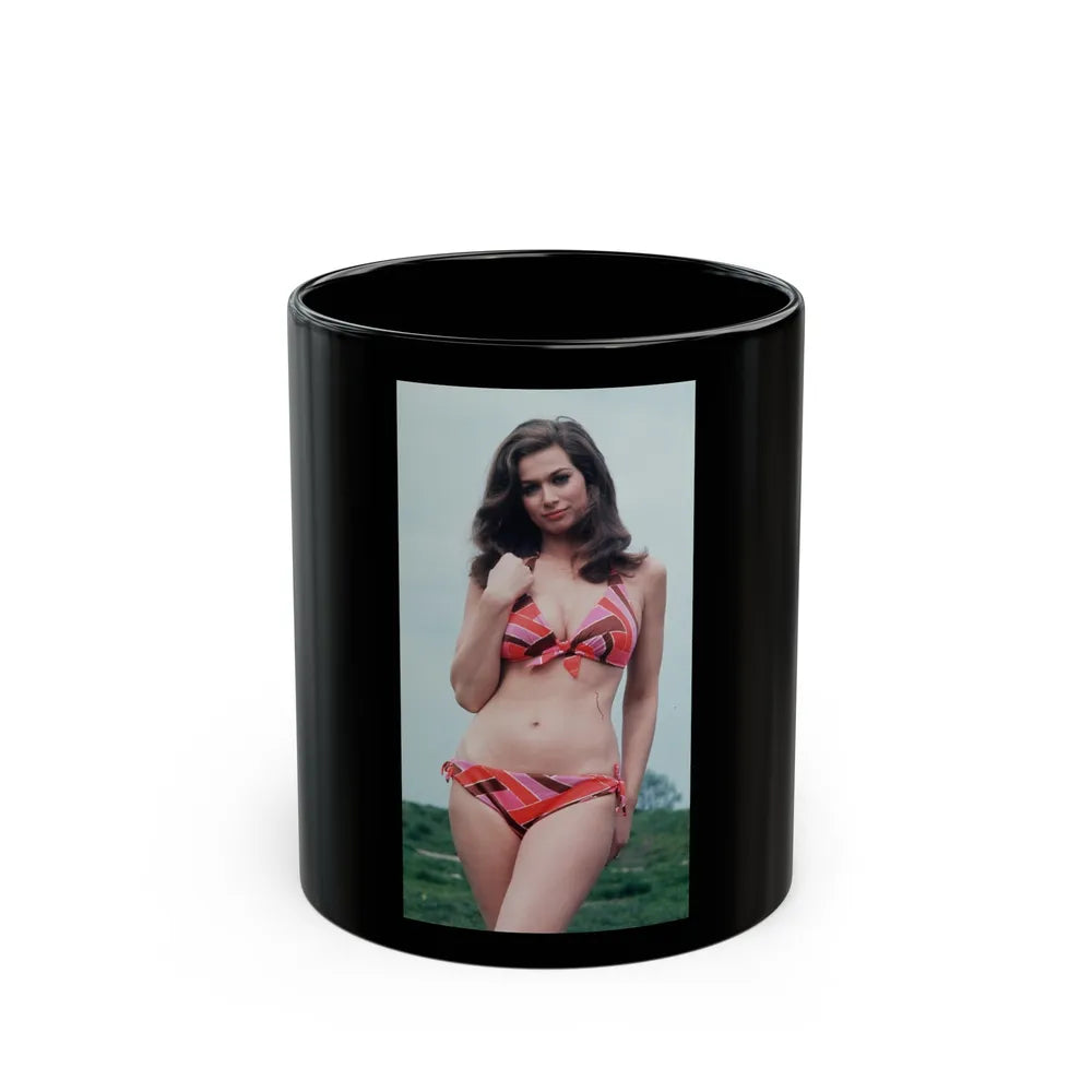 Valerie Leon #58 (Vintage Female Icon) Black Coffee Mug-11oz-Go Mug Yourself