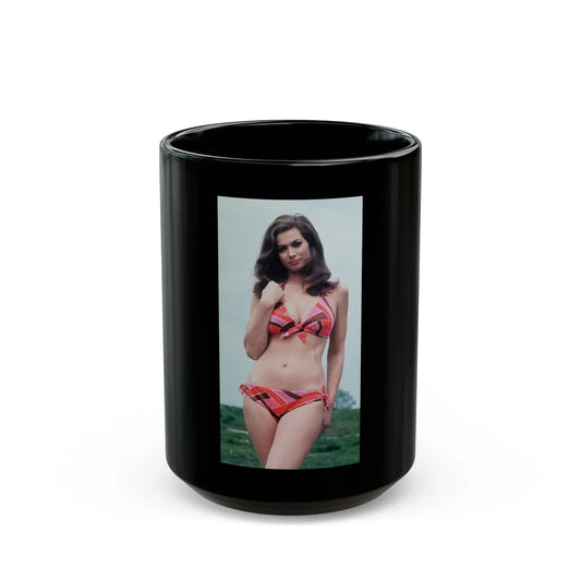 Valerie Leon #58 (Vintage Female Icon) Black Coffee Mug-15oz-Go Mug Yourself