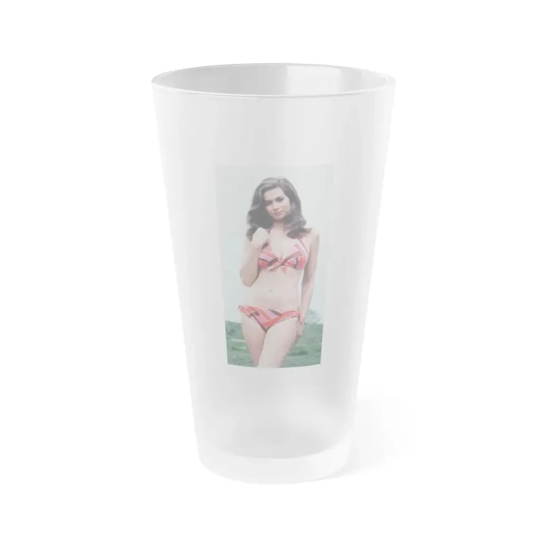Valerie Leon #58 (Vintage Female Icon) Frosted Pint Glass 16oz 16oz Frosted - Go Mug Yourself