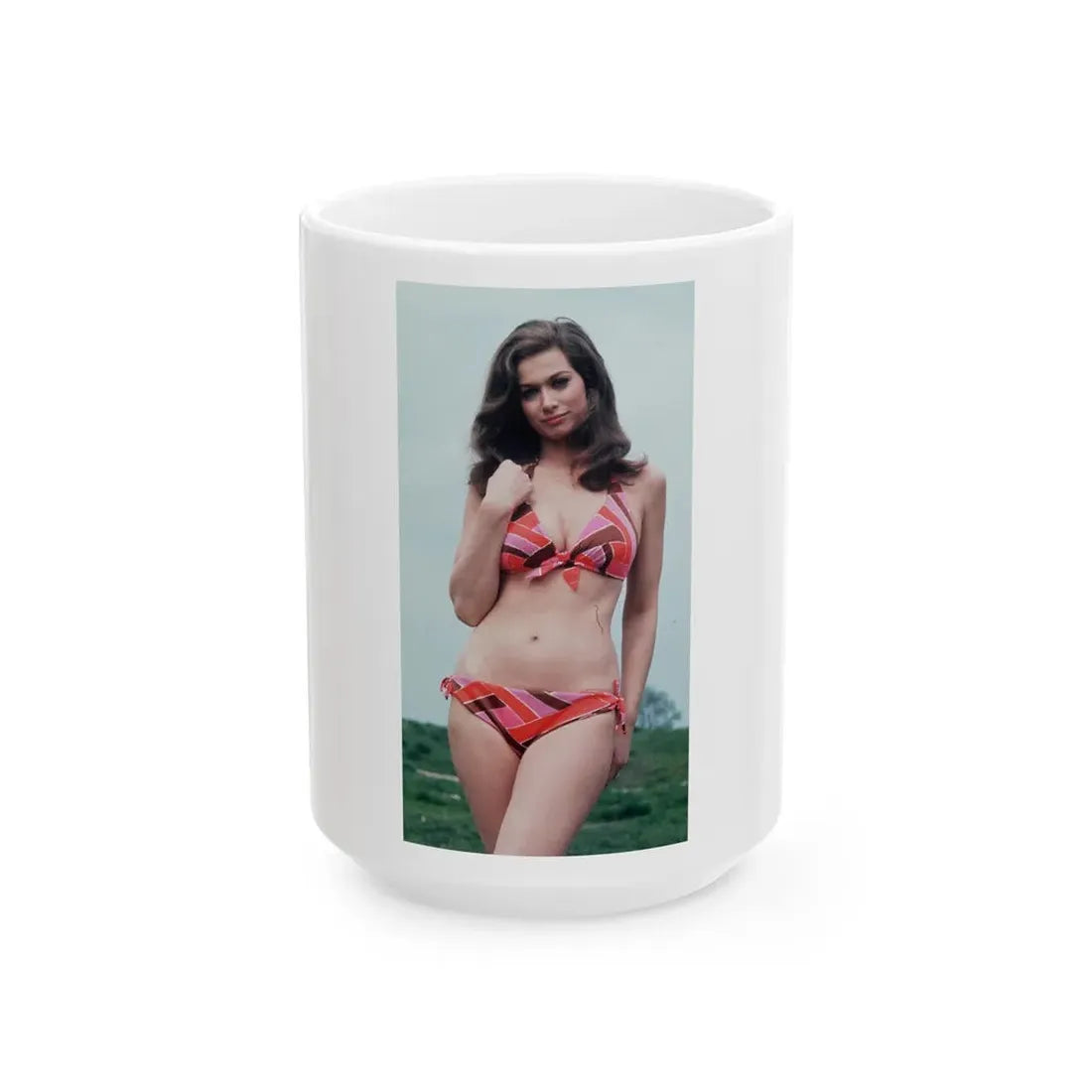 Valerie Leon #58 (Vintage Female Icon) White Coffee Mug 15oz - Go Mug Yourself