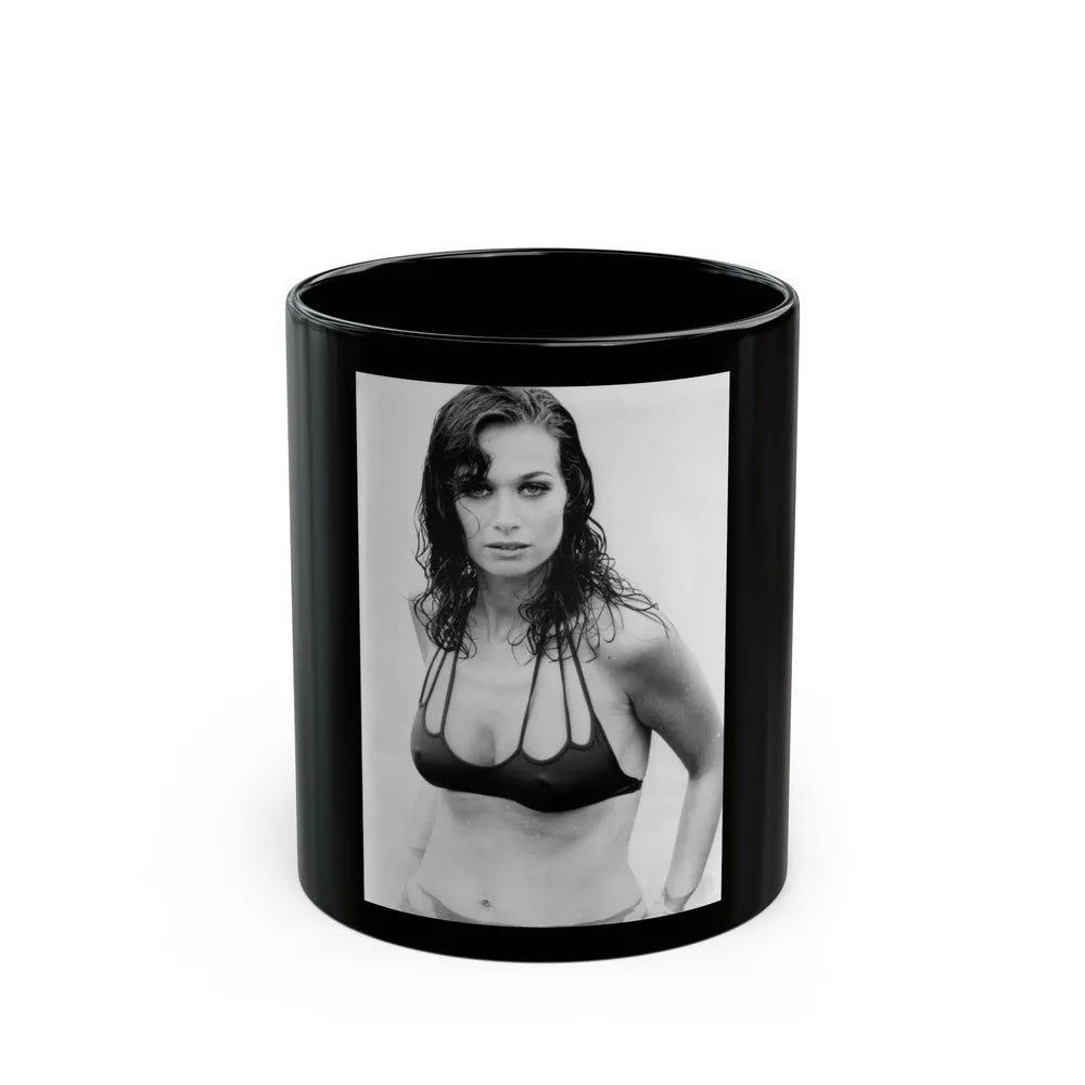 Valerie Leon #63 (Vintage Female Icon) Black Coffee Mug-11oz-Go Mug Yourself