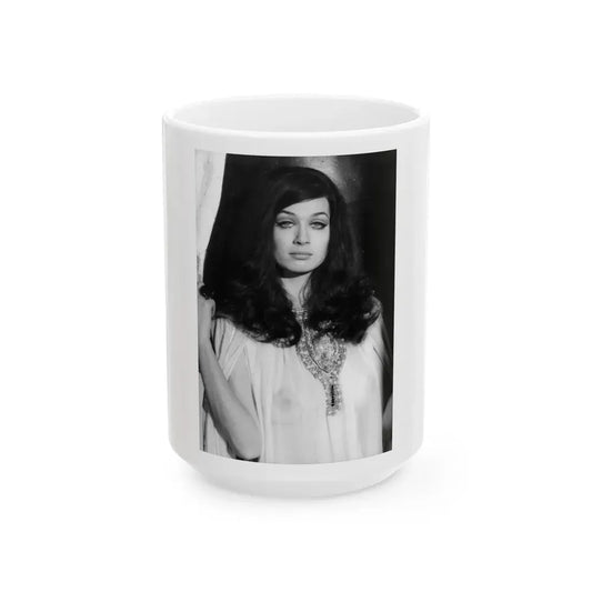 Valerie Leon #65 (Vintage Female Icon) White Coffee Mug 15oz - Go Mug Yourself