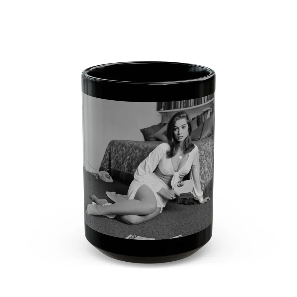 Valerie Leon #71 (Vintage Female Icon) Black Coffee Mug-15oz-Go Mug Yourself