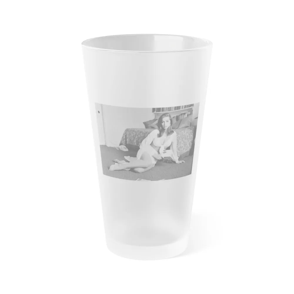 Valerie Leon #71 (Vintage Female Icon) Frosted Pint Glass 16oz-16oz-Frosted-Go Mug Yourself