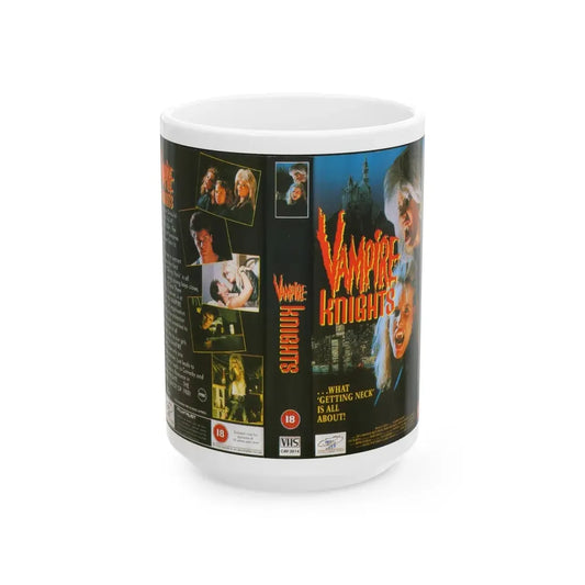 VAMPIRE KNIGHTS (VHS COVER) - White Coffee Mug 15oz - Go Mug Yourself