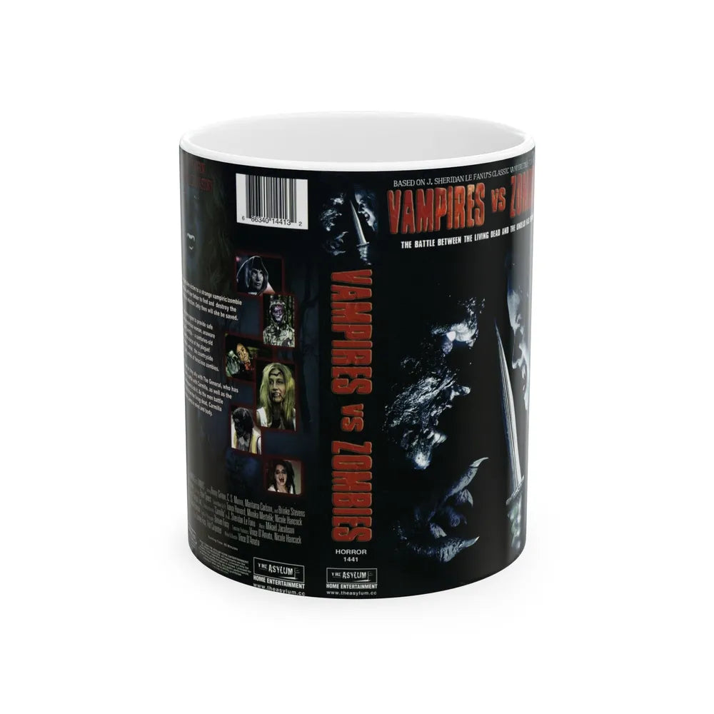 VAMPIRES VS ZOMBIES (VHS COVER) - White Coffee Mug-11oz-Go Mug Yourself